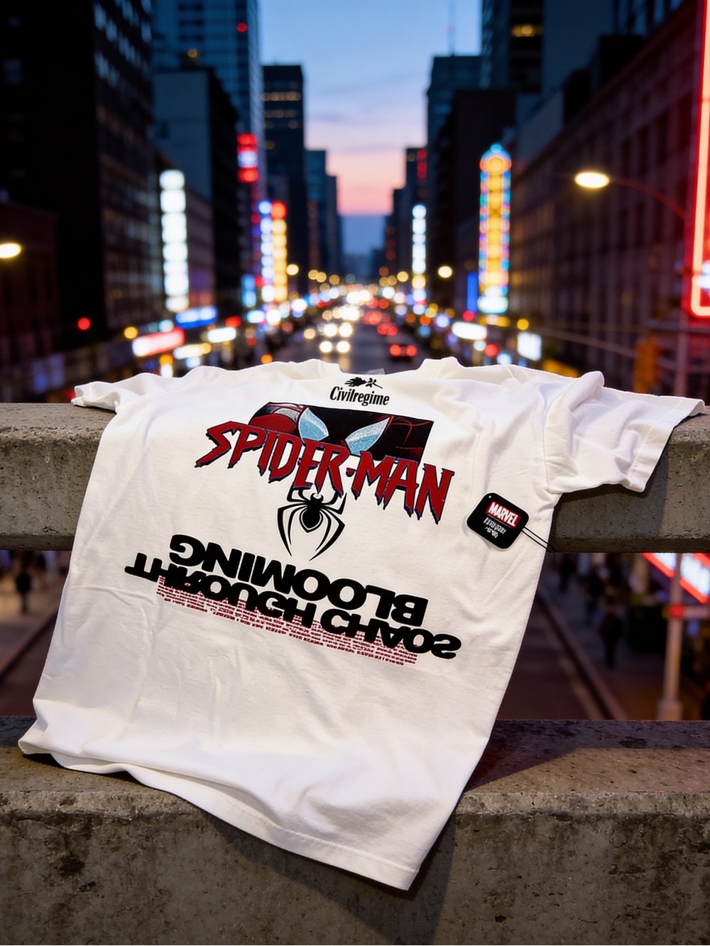 Civil Regime White Spider-Man Graphic Short Sleeve Tee
